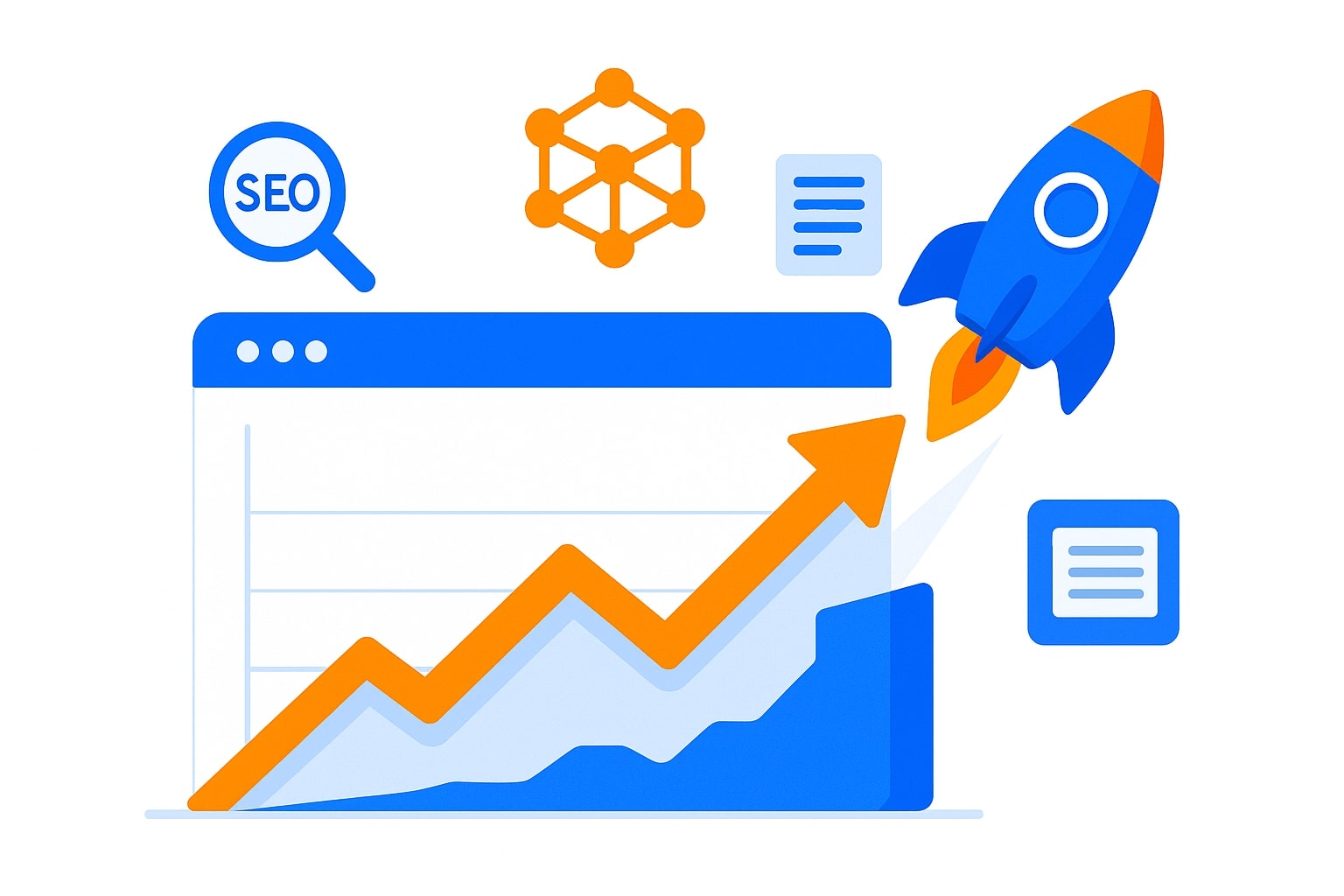 Ilustração de Inteligência Artificial Generativa criando conteúdo para SEO em 2025