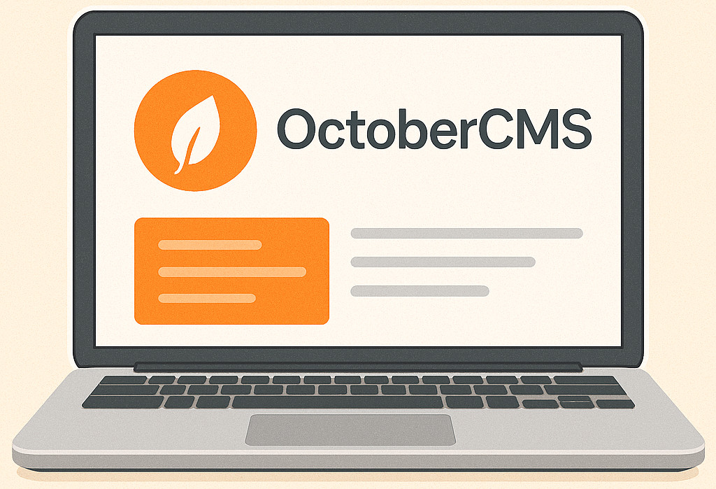 Mockup ilustrado de site em OctoberCMS