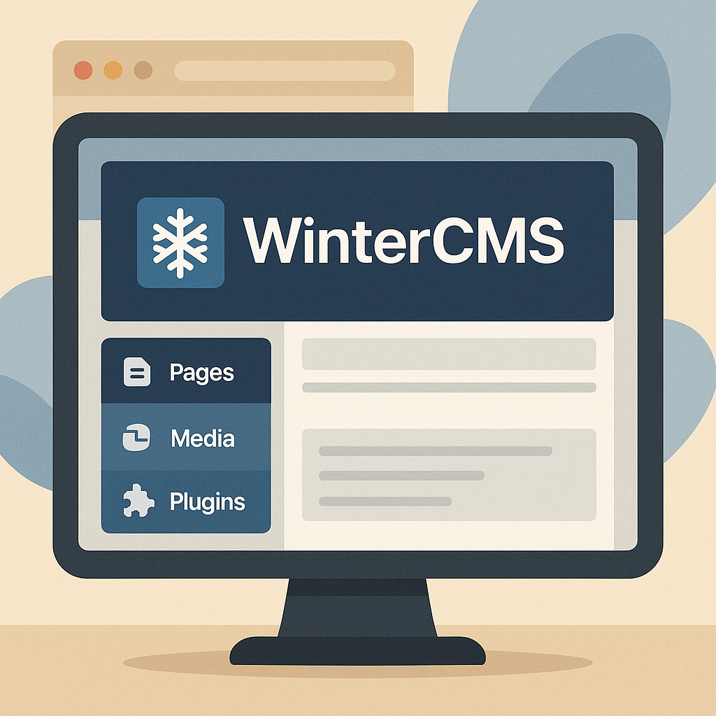 Ilustração conceitual WinterCMS em uso
