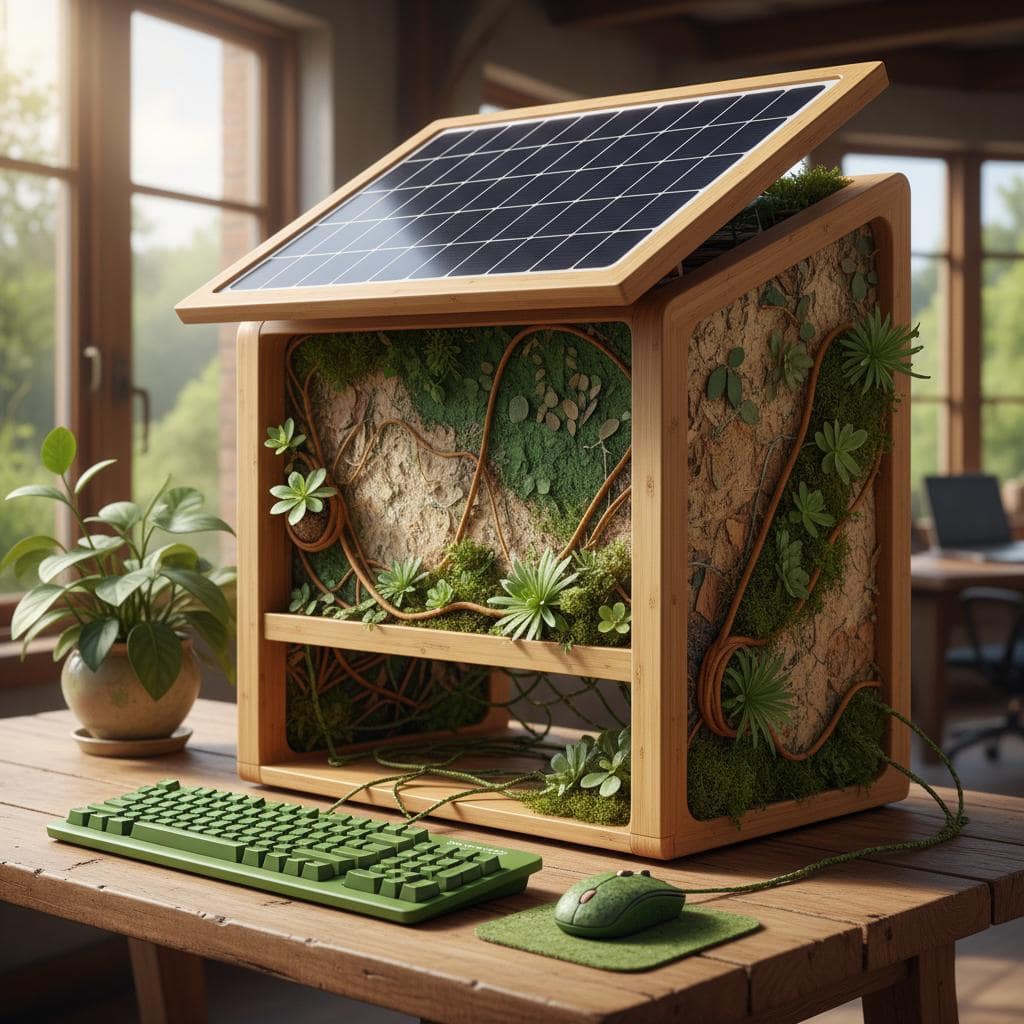 Computador ecológico com elementos naturais