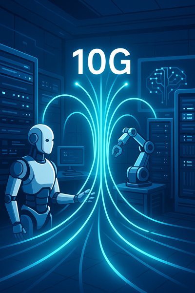 Laboratório de IA e automação conectado por rede 10G