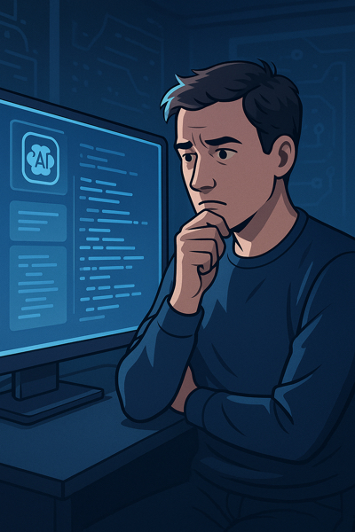 Desenvolvedor observando IA gerando código automaticamente