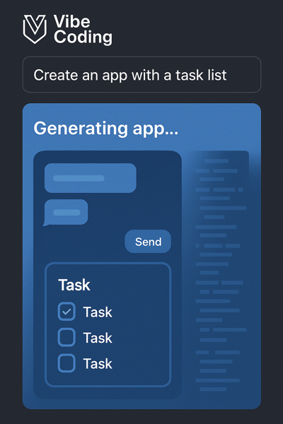 Pessoa utilizando o Vibe Coding em laptop com IA gerando interface de aplicativo