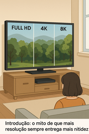 Comparativo de TVs: Full HD, 4K e 8K em um ambiente doméstico