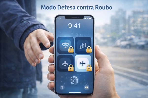 Modo defesa contra roubo bloqueando modo avião e redes
