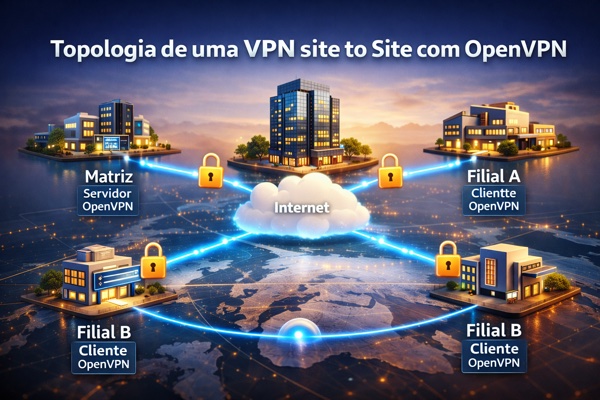 Topologia de rede vpn site to site com openvpn
