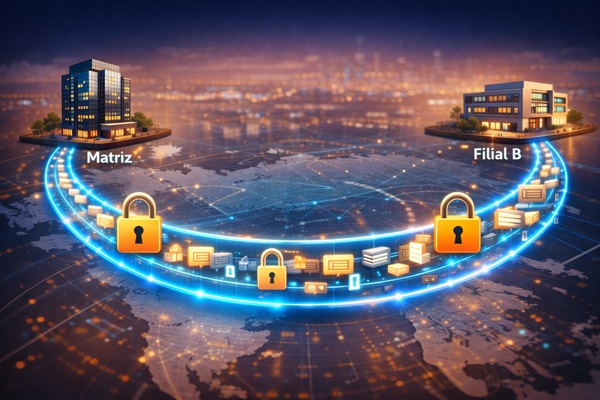 Fluxo de dados seguro entre matriz e filiais via vpn