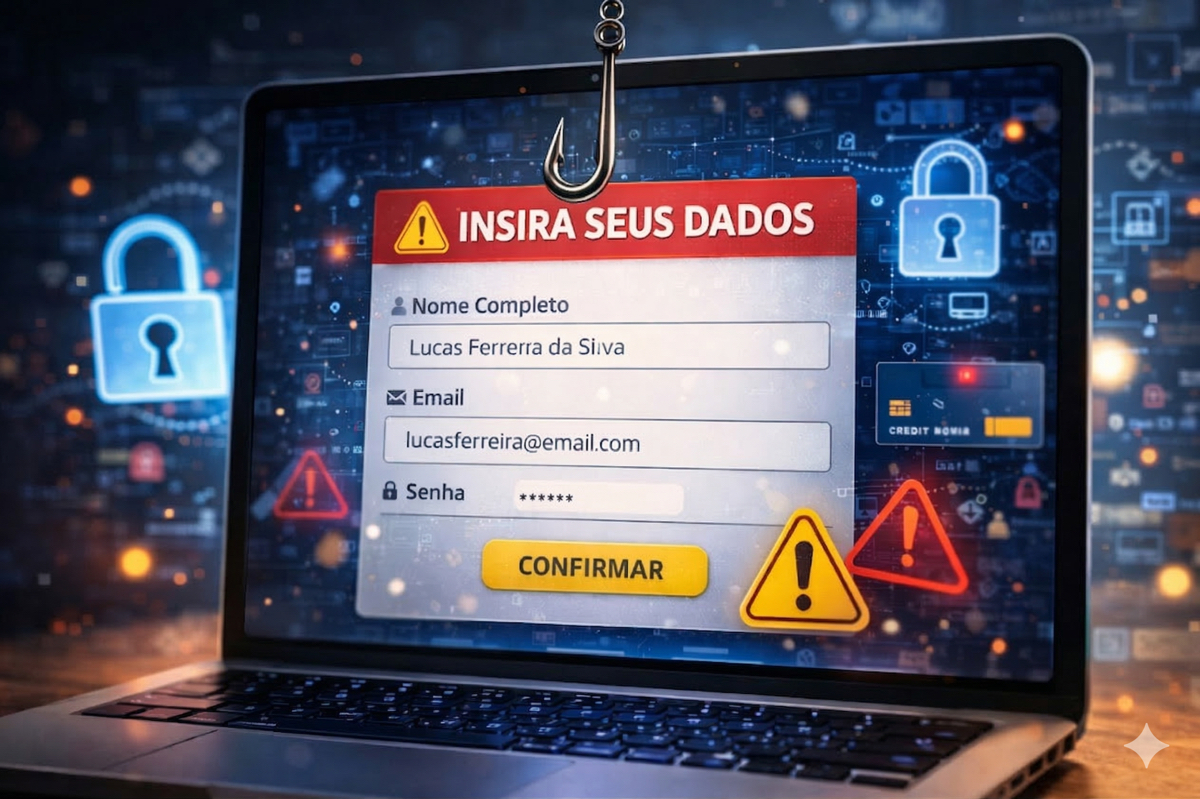 Exemplo de página falsa usada em golpes de phishing