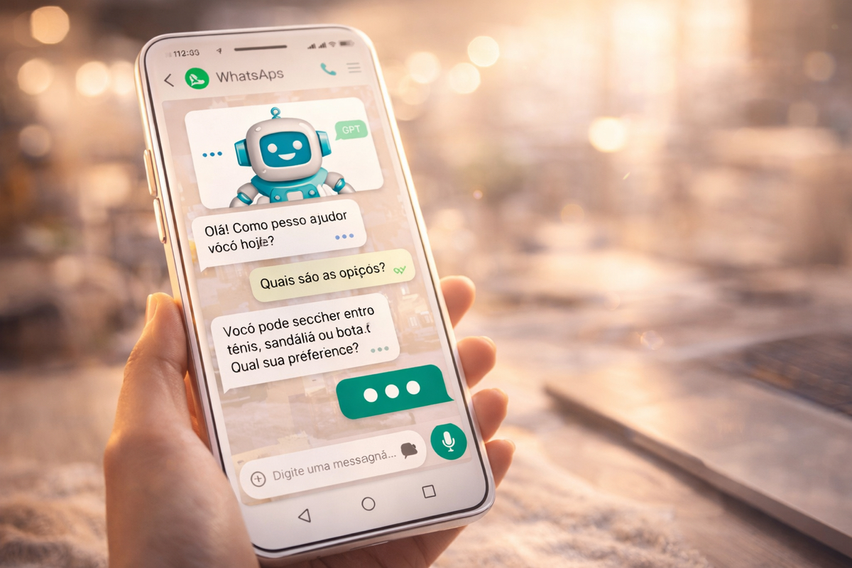 Inteligência artificial integrada ao WhatsApp respondendo mensagens automaticamente