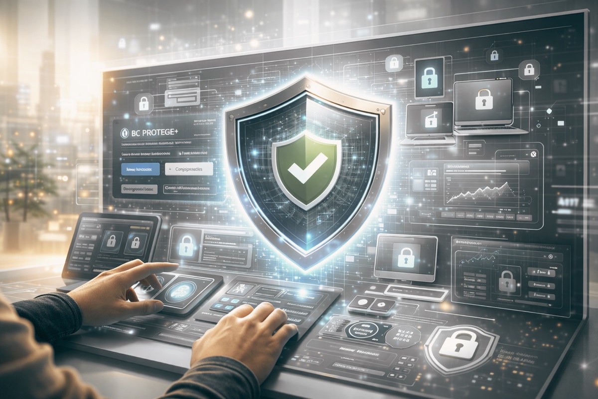 Controle de segurança digital e proteção de dados em interface tecnológica