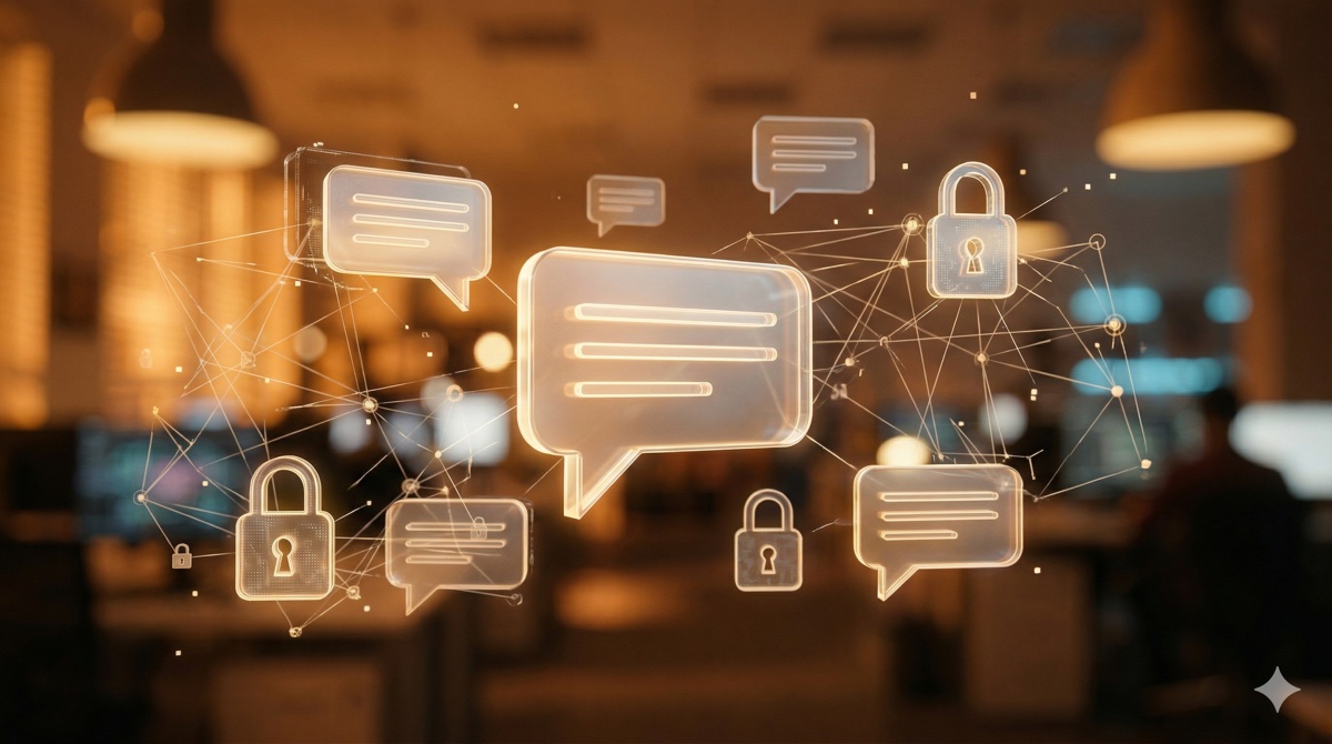 Smartphone com ícone de proteção e privacidade em tons quentes e realistas