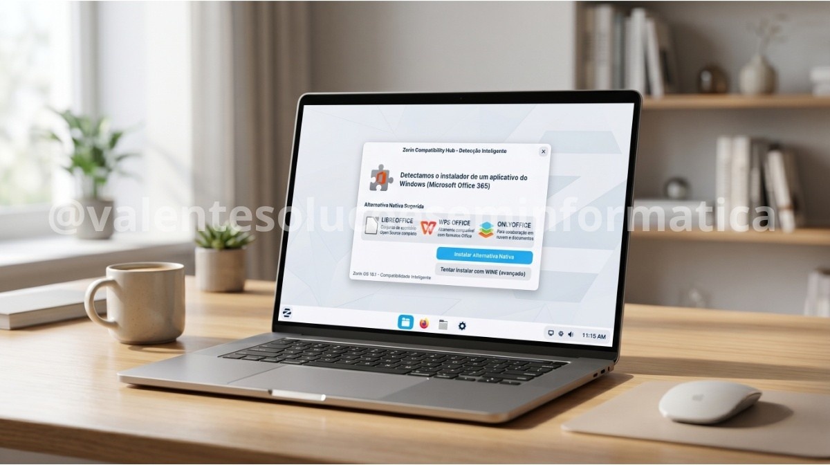Tela do Zorin OS sugerindo aplicativo nativo para Linux ao abrir instalador do Windows