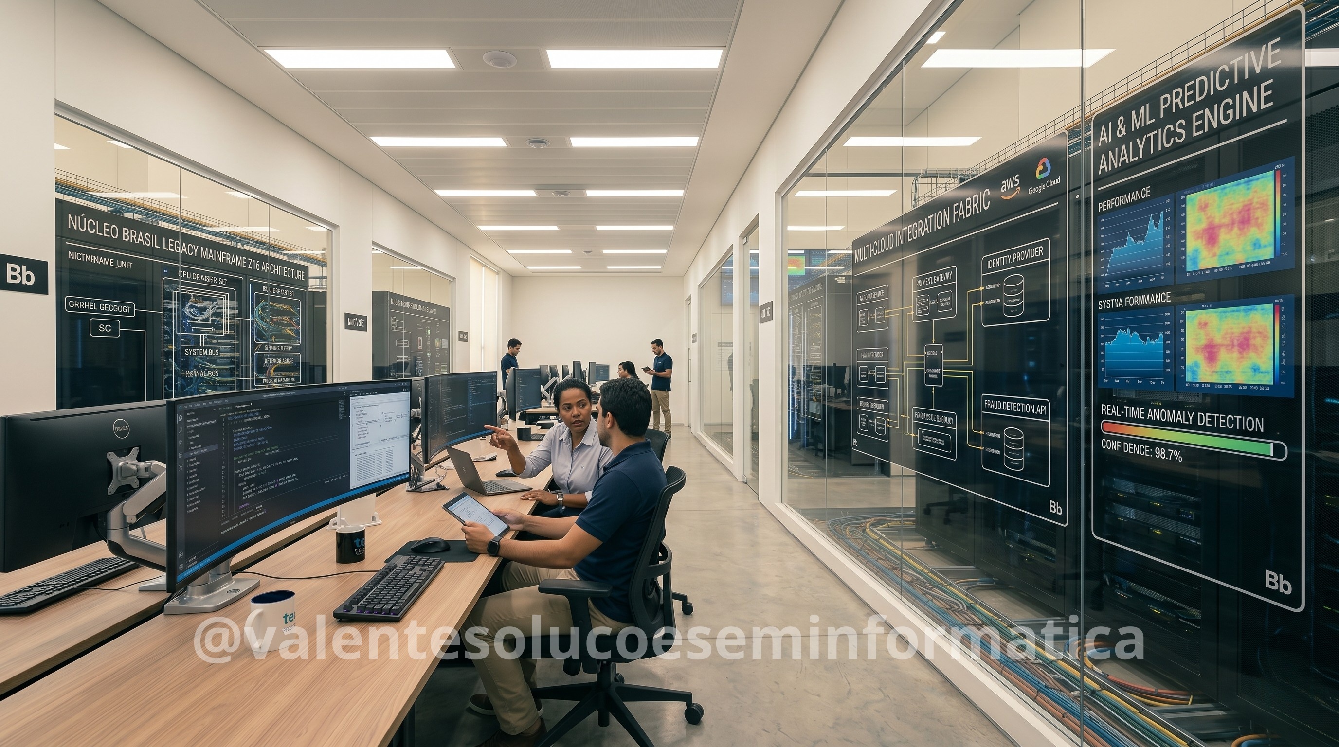 Integração entre sistemas legados, nuvem, APIs e inteligência artificial