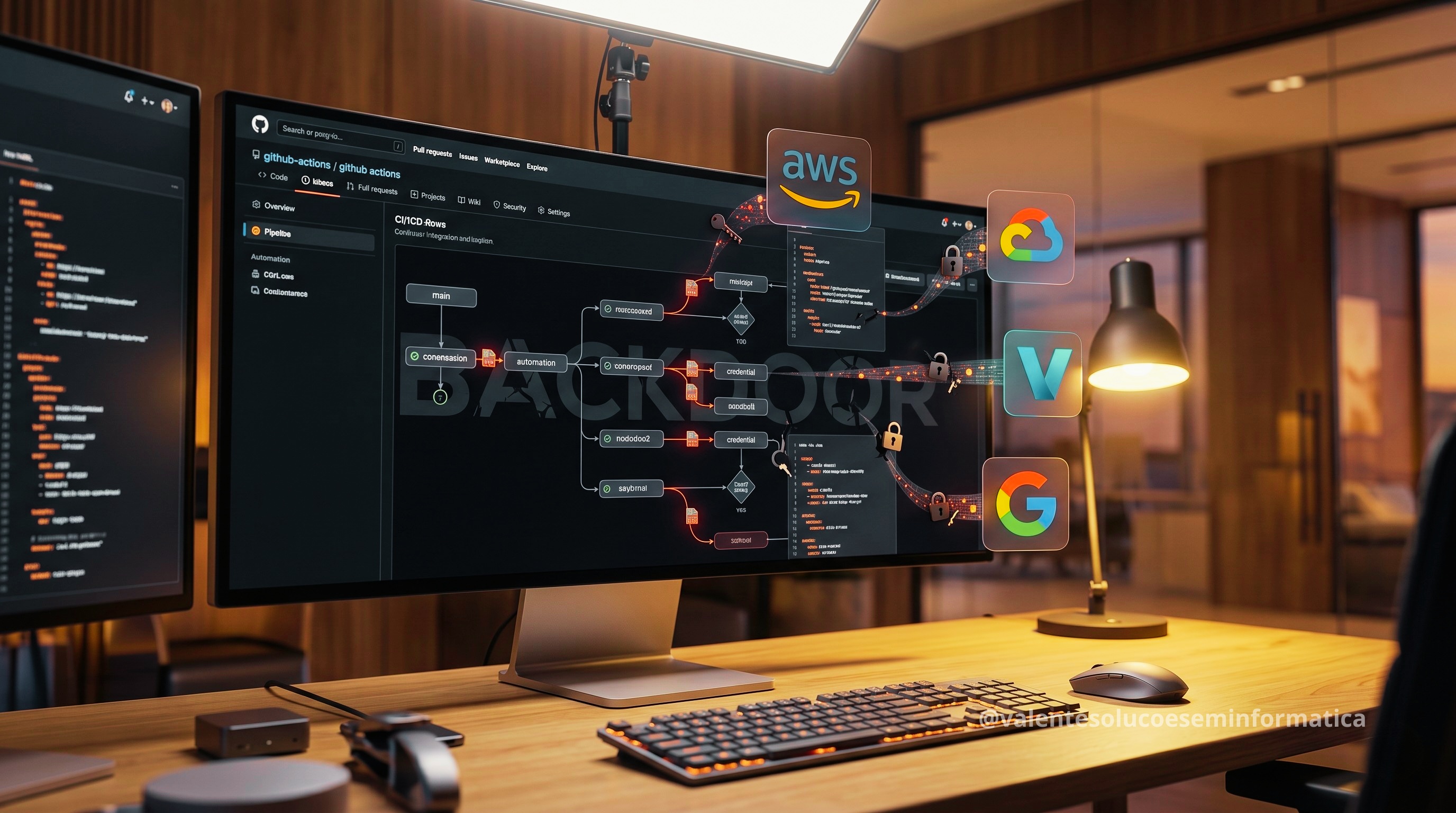 Backdoor em arquivos YAML do GitHub Actions e roubo de credenciais