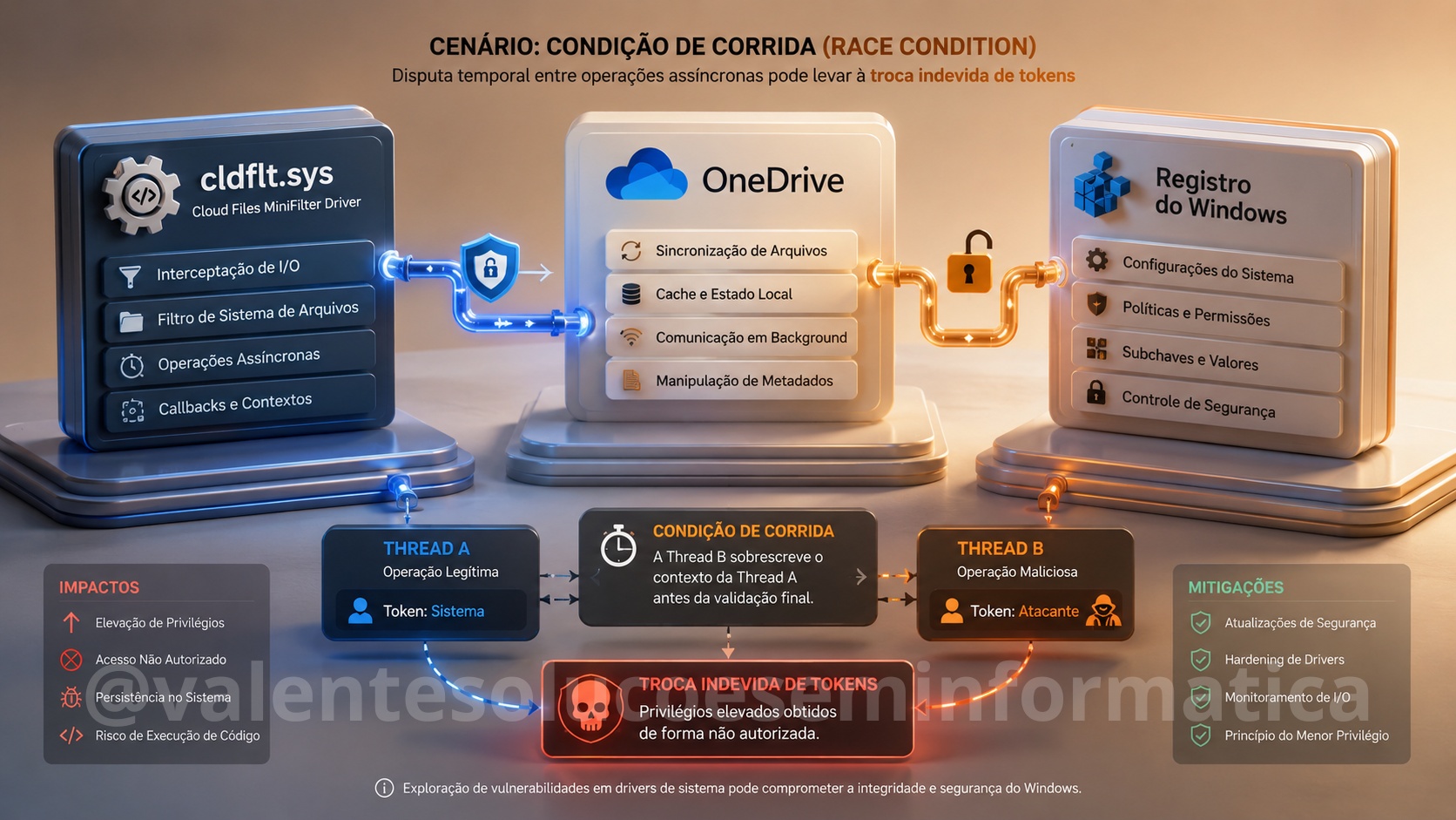 Representação técnica do driver cldflt.sys e do registro do Windows