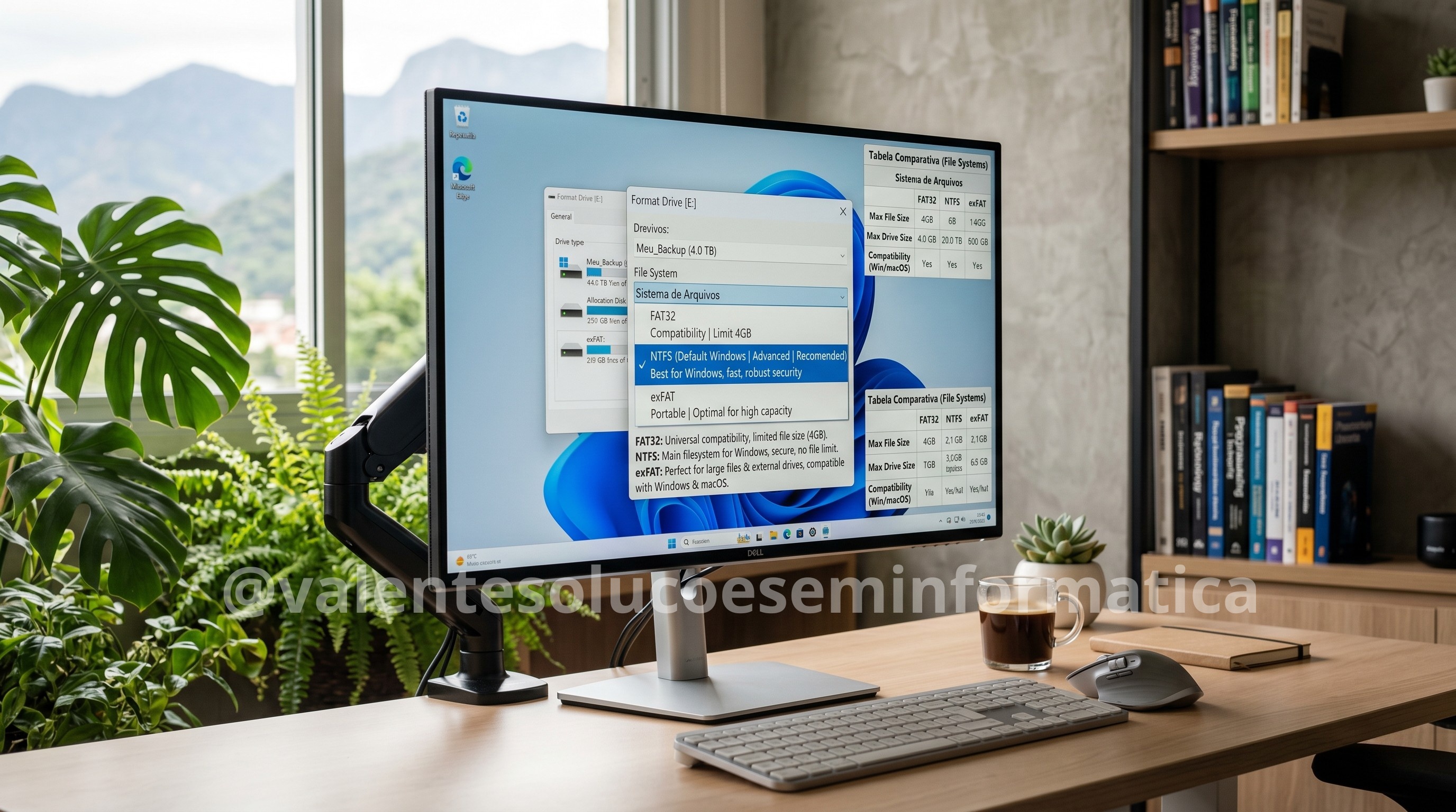 Escolha entre sistemas de arquivos FAT32, NTFS e exFAT para compatibilidade na TV