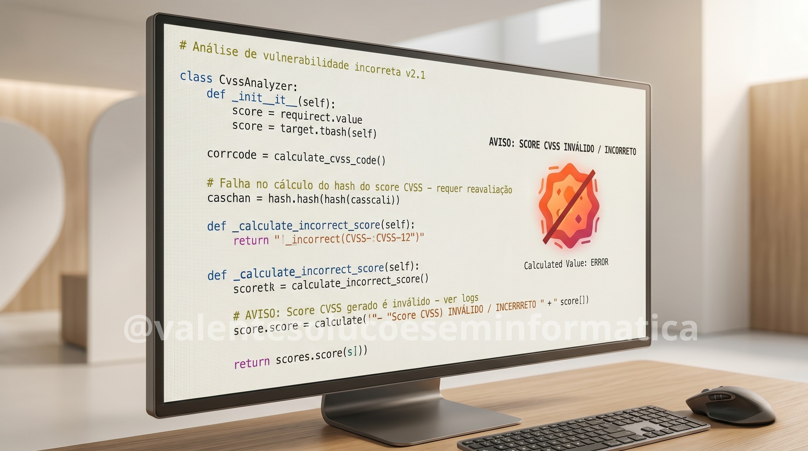 Código Python com sinais técnicos de geração por inteligência artificial e score CVSS incorreto
