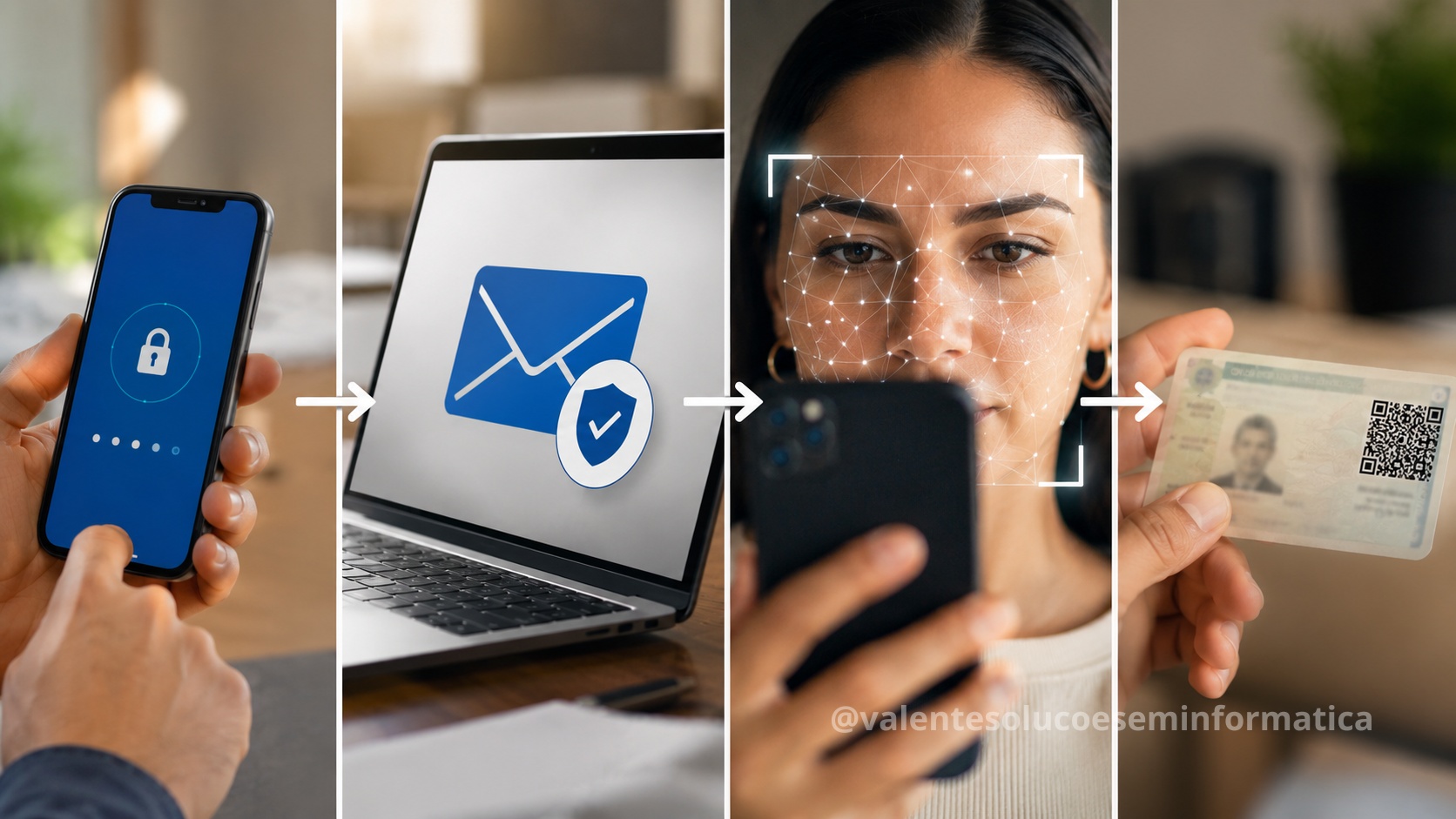 Fluxo de segurança com e-mail de recuperação, reconhecimento facial e Carteira de Identidade Nacional