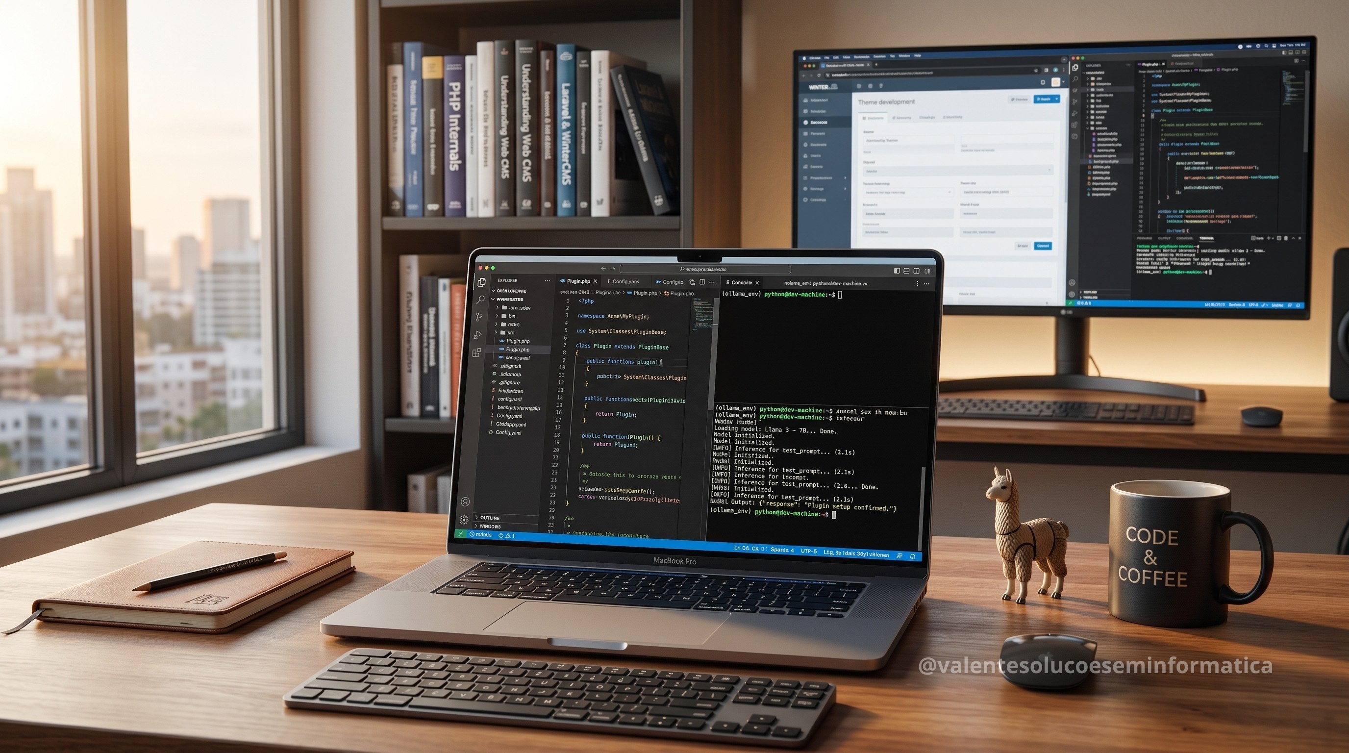 Desenvolvedor testando IA local com WinterCMS e OctoberCMS