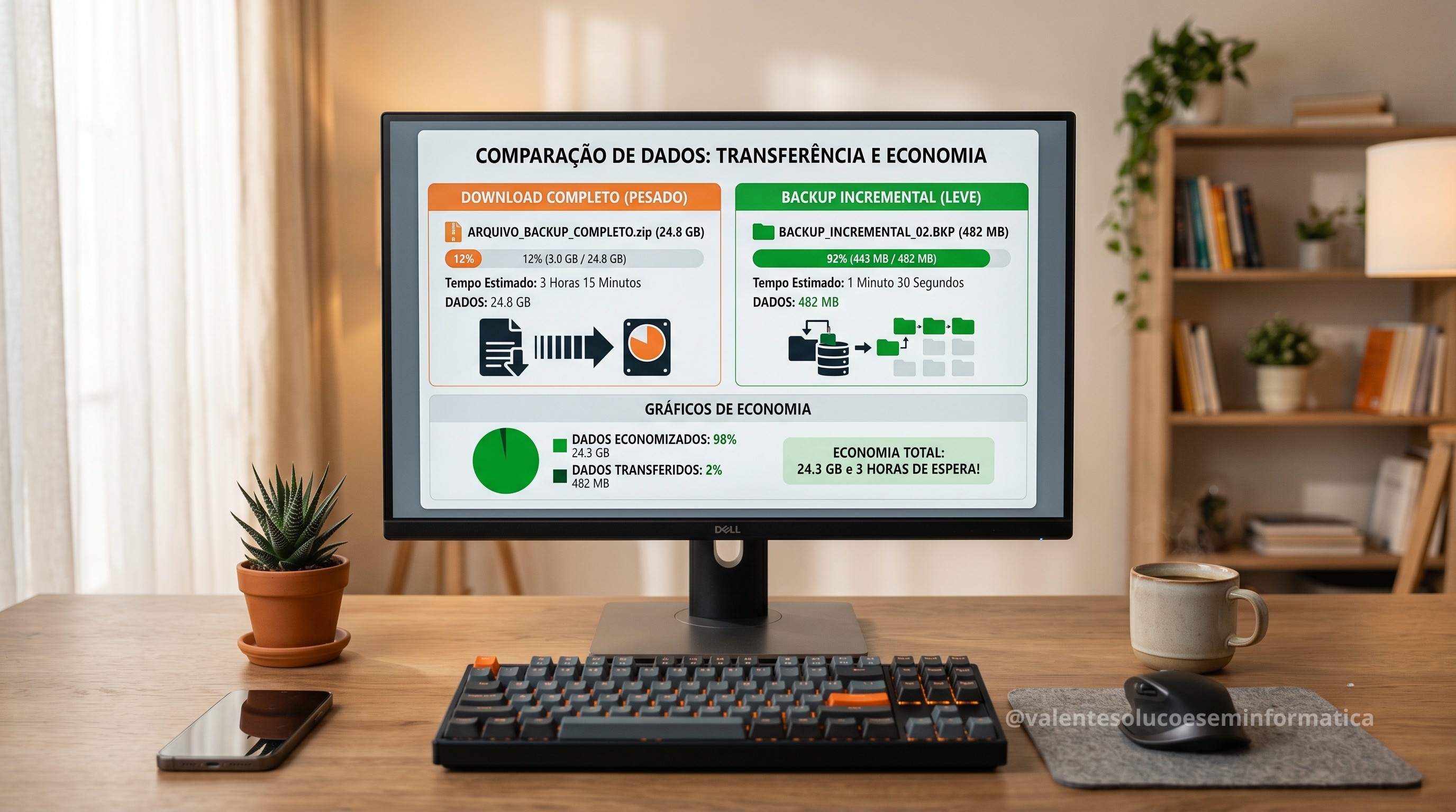 Comparação entre exportação completa e backup incremental no Google Takeout