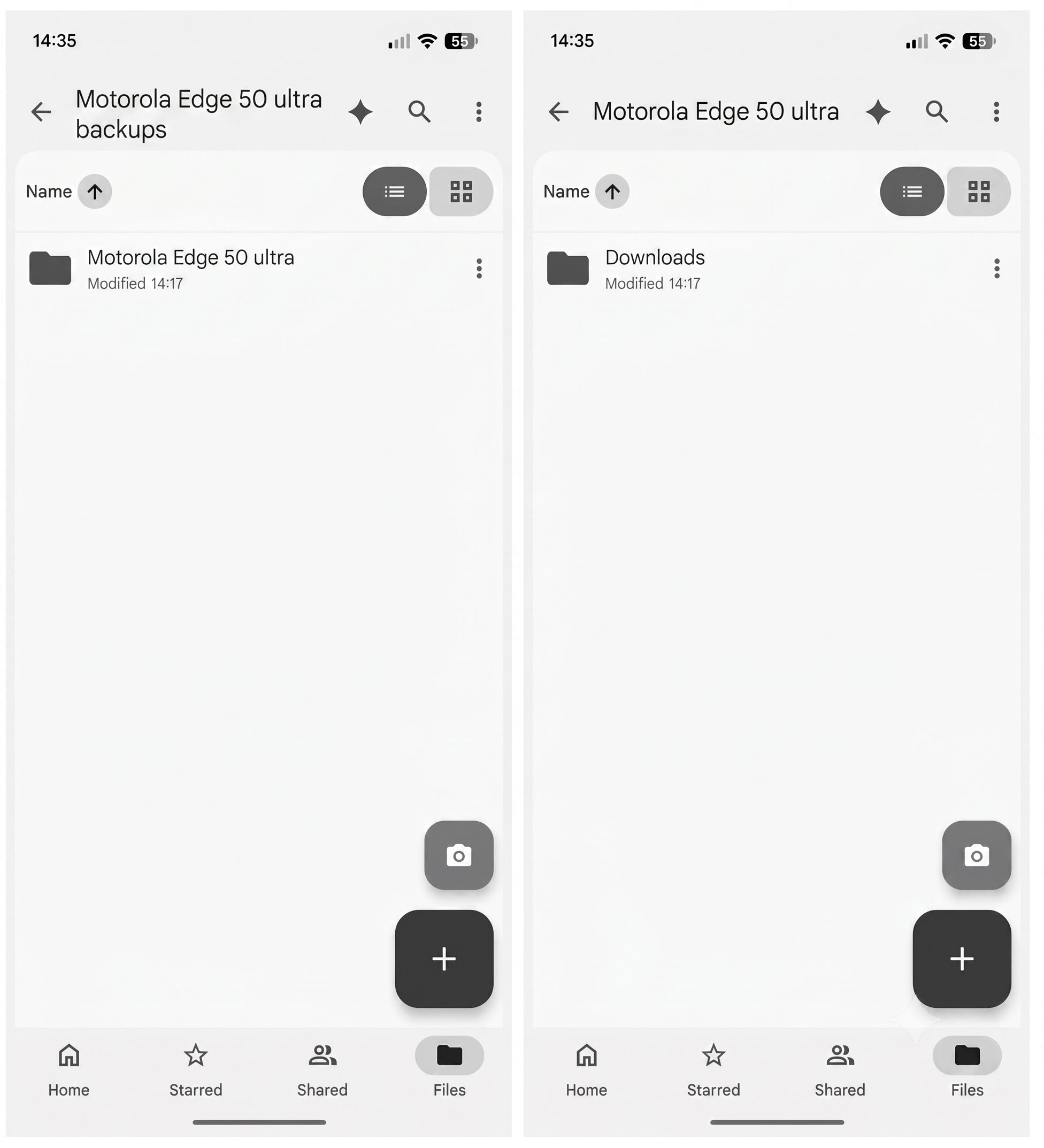Pasta Android backups dentro do Google Drive