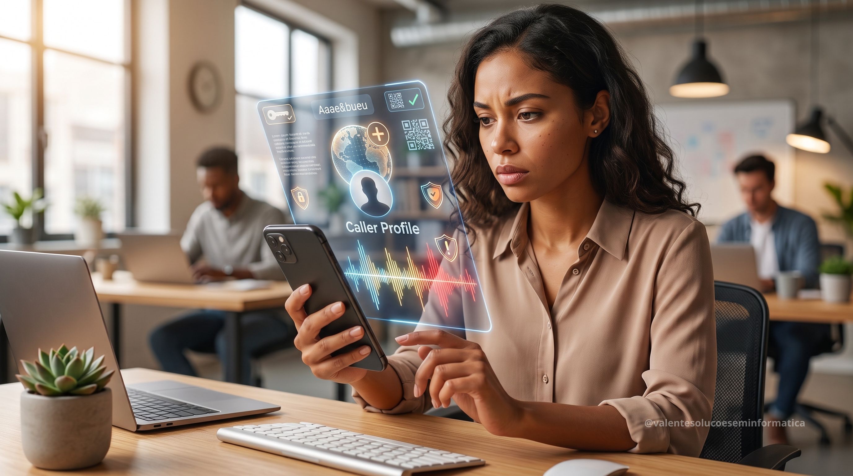 Pessoa avalia uma chamada desconhecida no smartphone