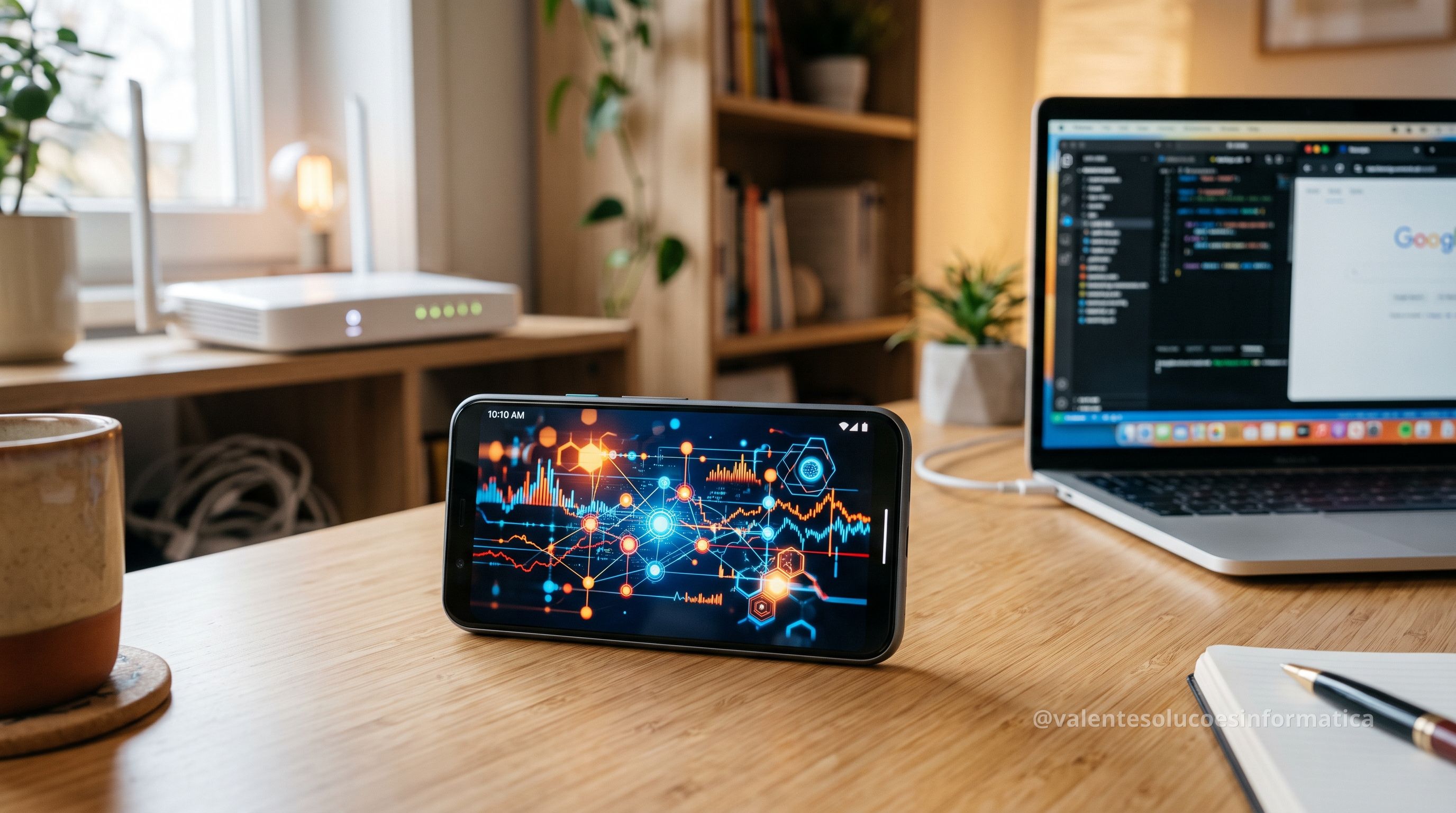 Smartphone Android conectado a uma rede Wi-Fi em alerta de segurança digital